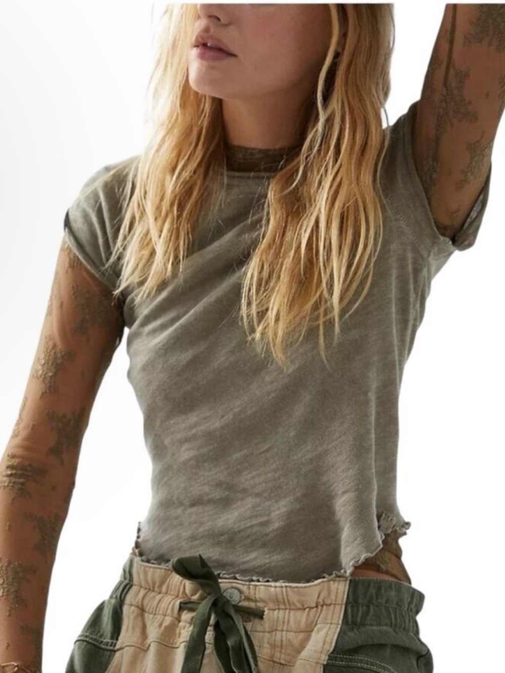 NWOT We The Free Olive Green Be My Baby Short-Sleeve tee XS